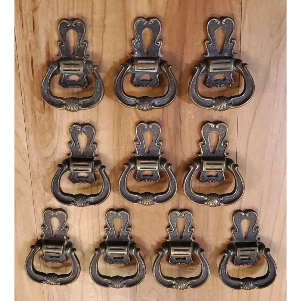 Vintage Lot Of 1960s Hyer Antiqued Bronze Fixed Handle Pulls Set Of 10